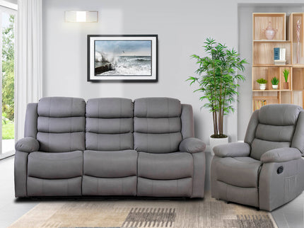 3 seater recliner sofa in forest grey fabric