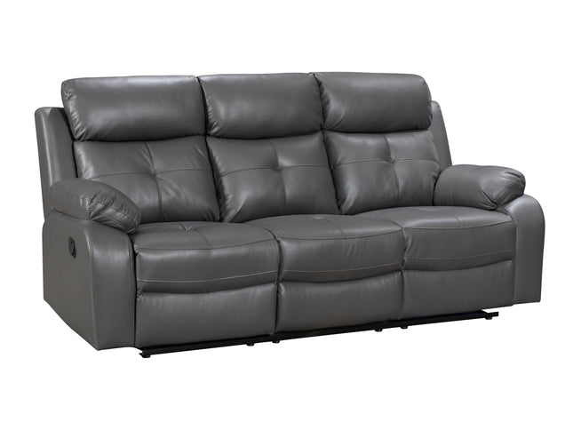 grey leather 3 seater recliner sofa