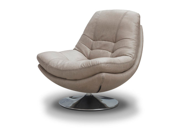 Swivel chair with footstool, light grey fabric