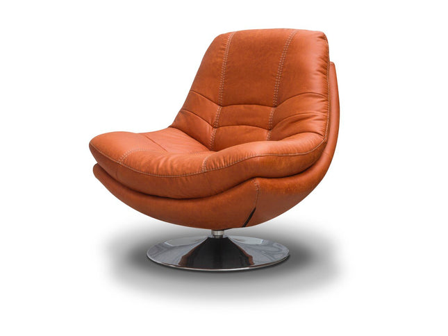 Swivel chair with footstool, pumpkin fabric