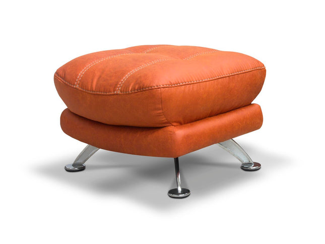 Swivel chair with footstool, pumpkin fabric