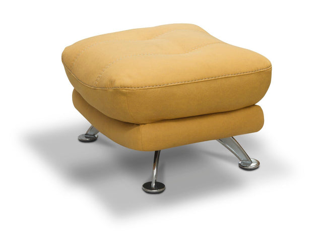 Swivel chair with footstool, yellow fabric