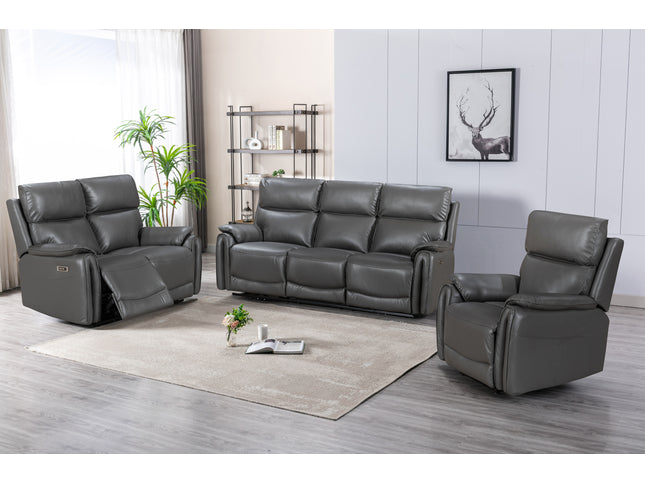 Alexis Grey Leather POWER Recliner Sofas