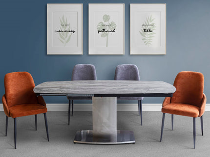 Extendable dining table with chairs