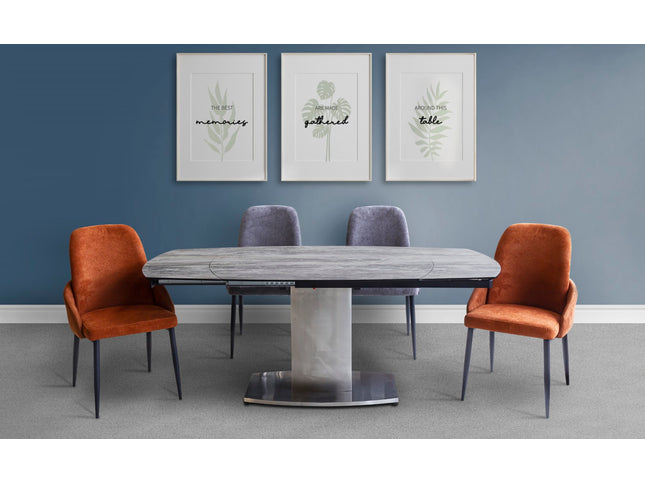Extendable dining table with chairs