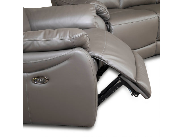 Hartley 3+2 Seater Power Recliner Dark Grey Leather Sofas