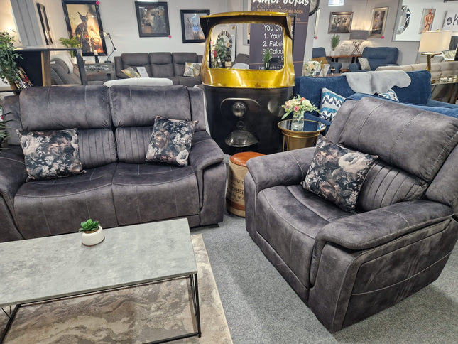 3+1+1 Seater Dark Grey Recliner Sofas, Platina