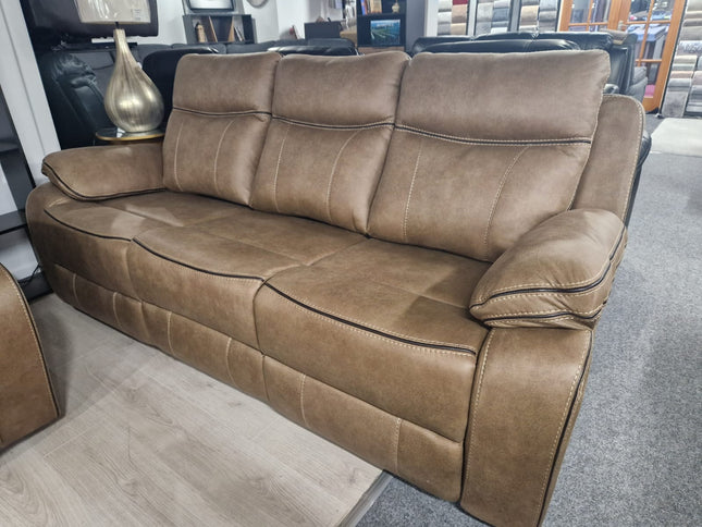 3 seater recliner sofa in tan fabric