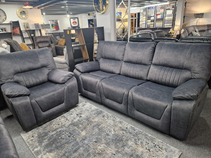 3 seater 2 seater recliner sofas grey fabric