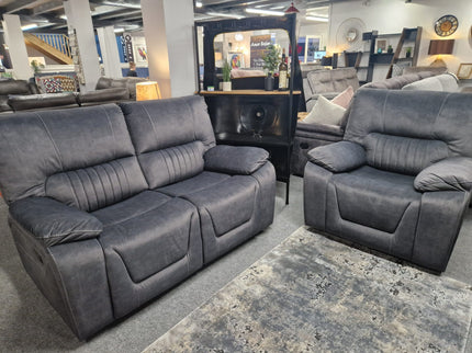 2 + 1 seater recliner sofa grey fabric