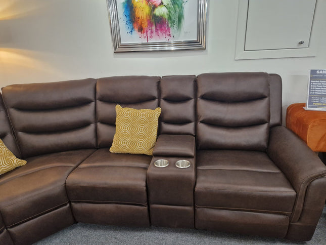 3+2 Seater Brown Fabric Recliner Sofas, Polly