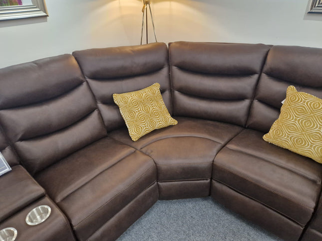 3+2 Seater Brown Fabric Recliner Sofas, Polly