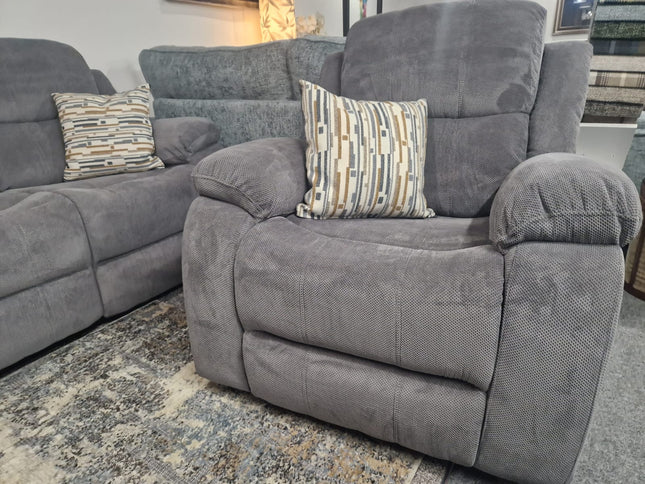 3+1+1 Seater Grey Fabric Recliner Sofas, Emma