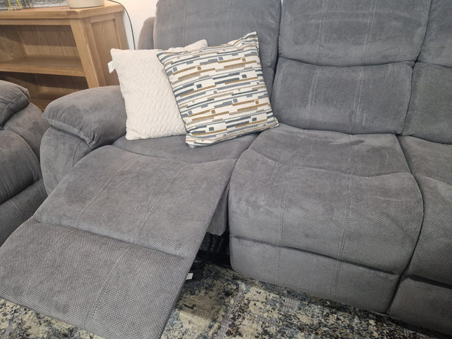 3+1+1 Seater Grey Fabric Recliner Sofas, Emma