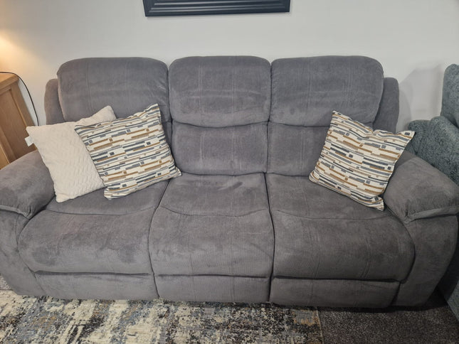 3+1+1 Seater Grey Fabric Recliner Sofas, Emma