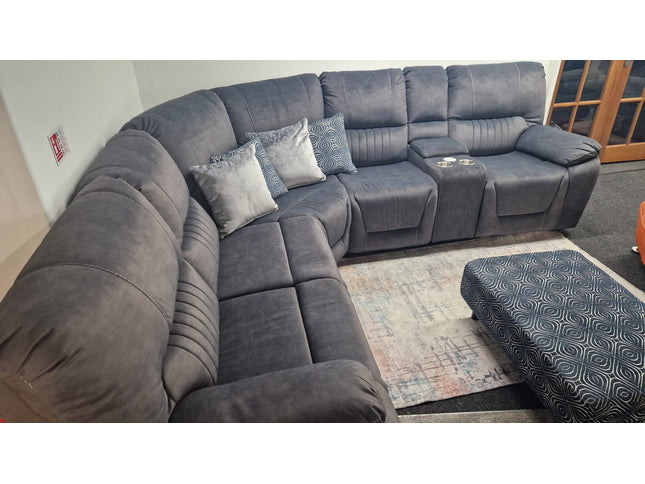 grey technology fabric corner sofa recliner console