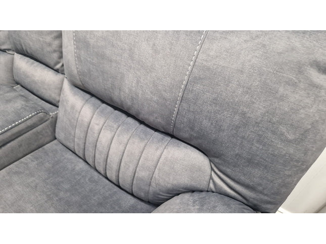 grey fabric corner sofa recliner console
