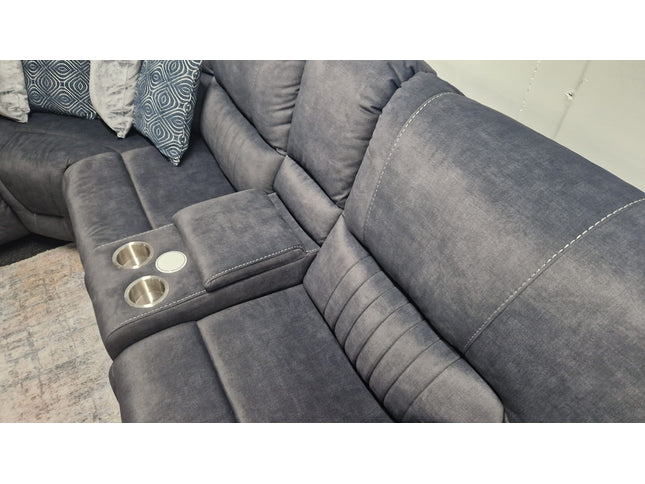 grey technology fabric corner sofa recliner console