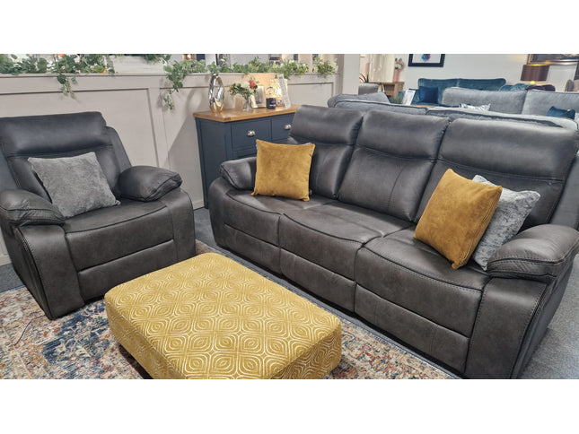 Moneen Gun Metal Fabric Recliner Corner Sofas