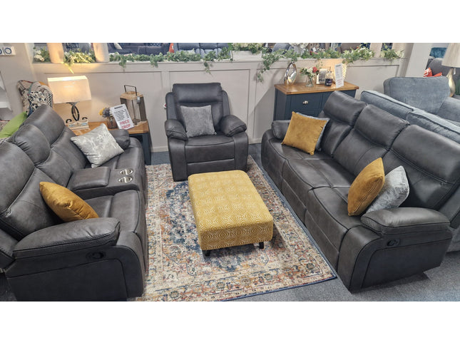 3+2+1  recliner sofa in dark grey fabric