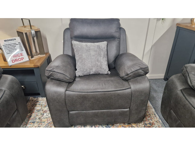 Moneen Gun Metal Fabric Recliner Corner Sofas