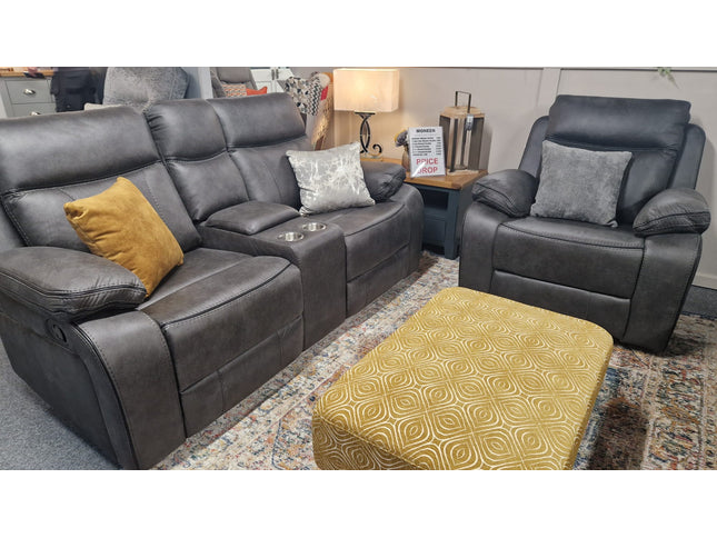 Moneen Gun Metal Fabric Recliner Corner Sofas