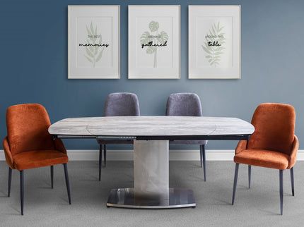 Extendable dining table with chairs