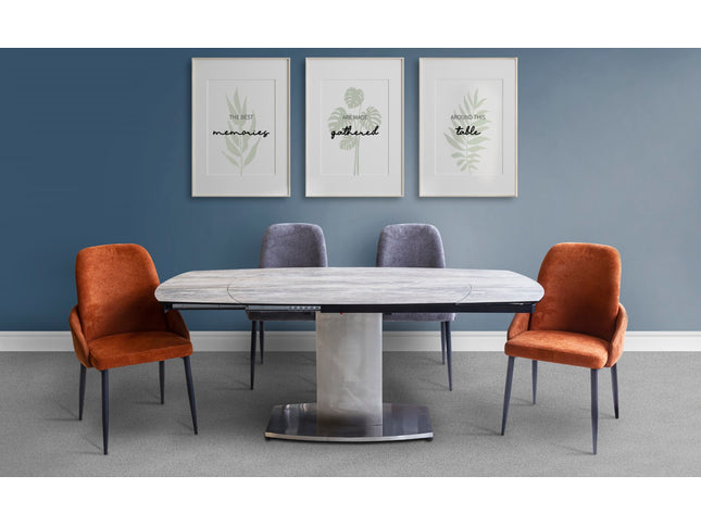 Extendable dining table with chairs