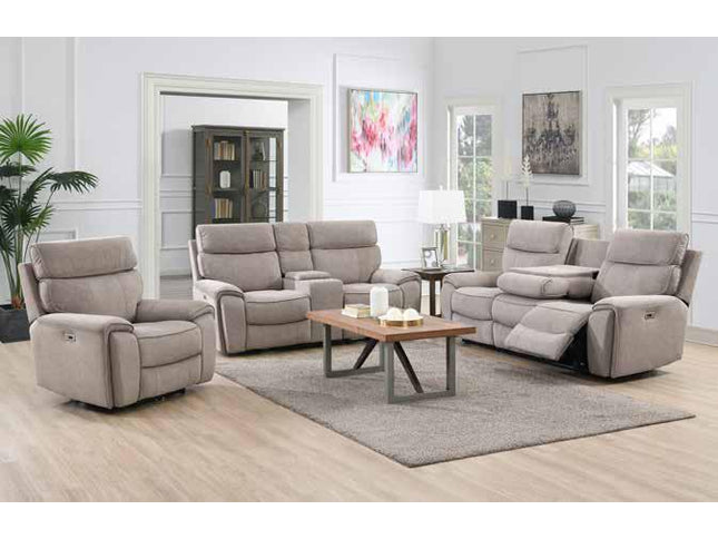 3+2+1  Electric recliner sofa with console in  Beige fabric